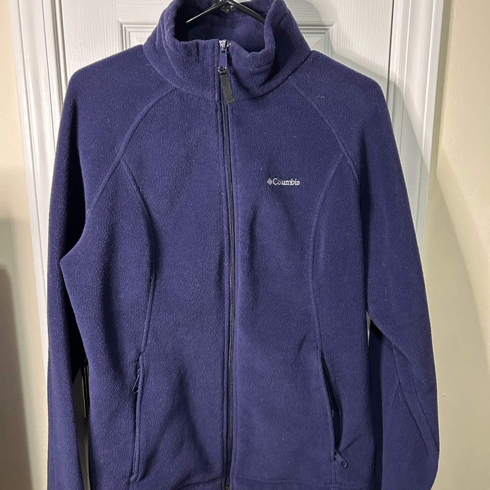 Columbia Blue Full-Zip Fleece Jacket with Classic Collar